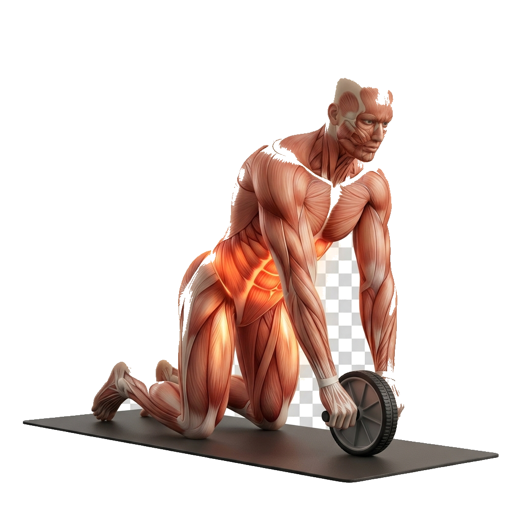 Ab wheel rollout anatomy diagram.