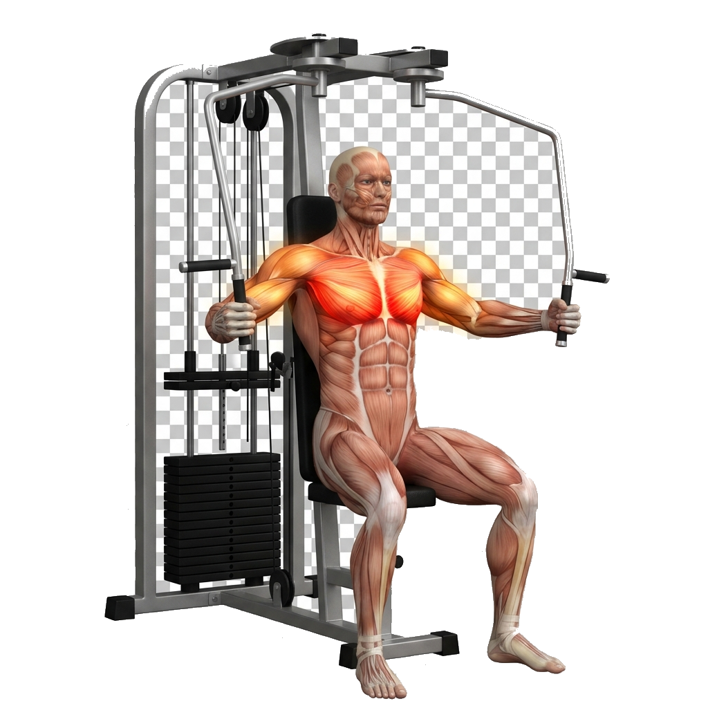 Machine chest press anatomy diagram.