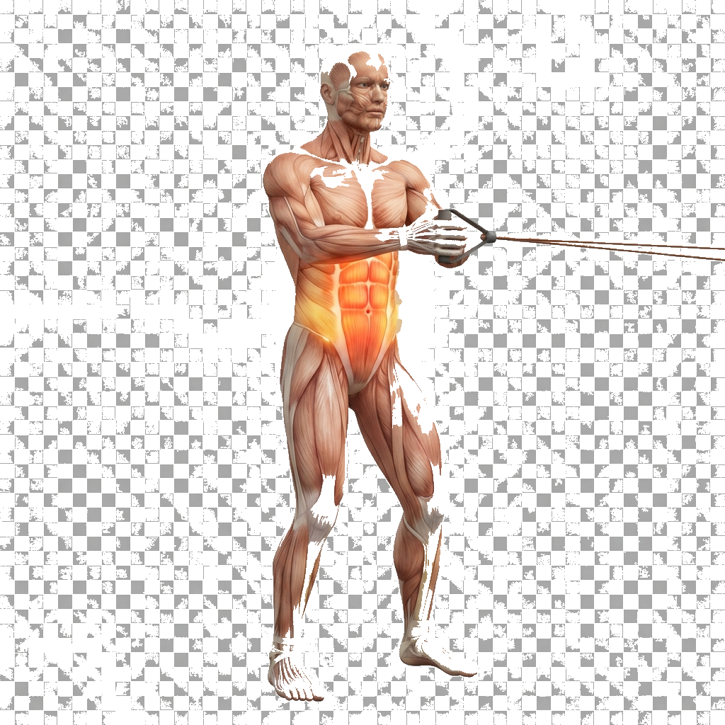 Pallof press anatomy diagram.