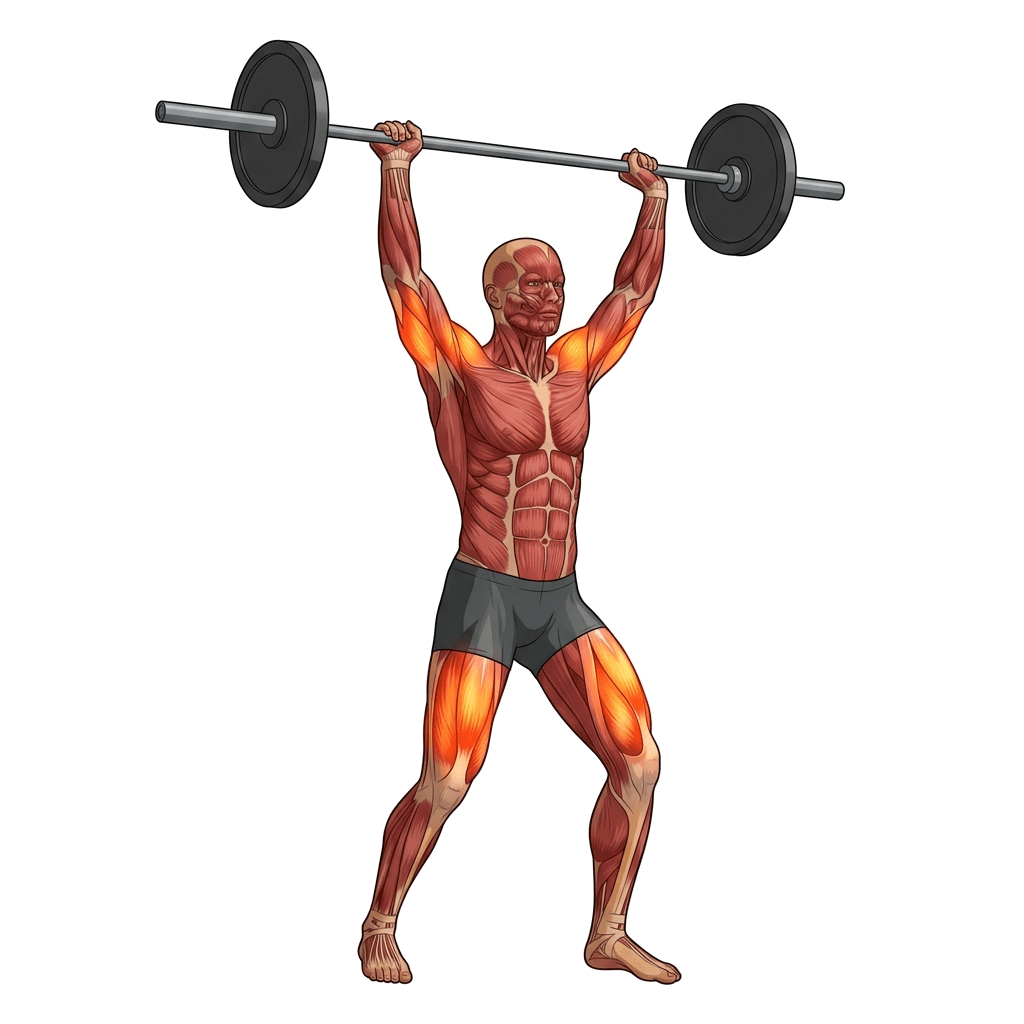 Push press anatomy diagram.