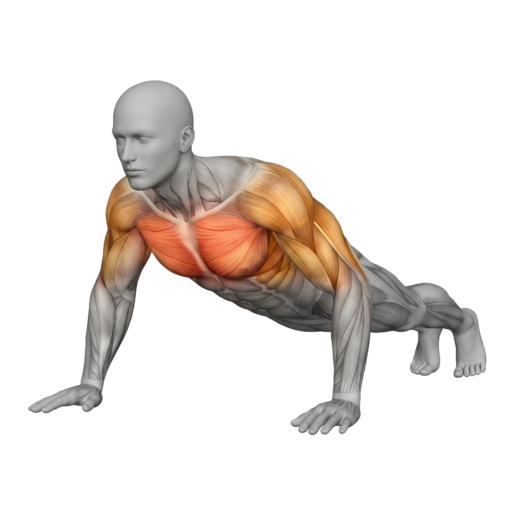 Push-up anatomy diagram.